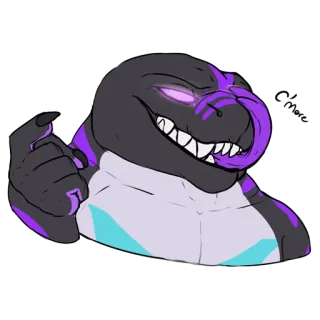 😏 cc2bbeb8 퍼리, 파충류, 수인, 괴물, 보라색, 검은색, 캐릭터, 그림 telegram sticker