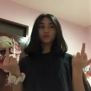 🌷 a7a2d89d woman, middle finger, offensive gesture, teen whatsapp sticker