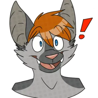 😃 32e13425 kelelawar, furry, binatang, kartun, karakter, tanda seru, mamalia telegram sticker
