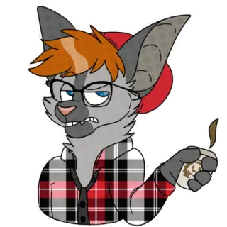 ☕ 896d0ad1 Furry, Antropomorfik, Kelelawar, Kopi, Kotak-kotak, Kartun telegram sticker