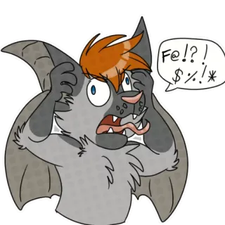⁉ d3c31547 F@!?! $%.!* Kartun, Ekspresi, Terkejut, Tertekan, Furry, Binatang, Umpatan telegram sticker