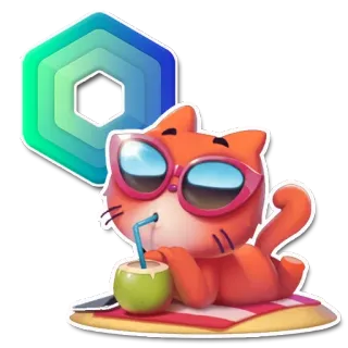 🍧 0a9cb8d7 gato, dibujos animados, playa, coco, gafas de sol, relajante, vacaciones telegram sticker