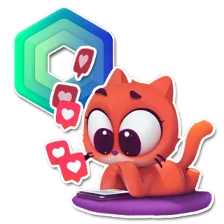 ❤️ 218a51fb gato, animal, lindo, dibujos animados, pegatina, redes sociales, me gusta telegram sticker