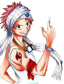 ✌ 349a9197 Natsu Dragneel Fairy Tail 纳兹·多拉格尼尔, 动漫, 妖精的尾巴, 角色, 中指, 冒犯性手势 telegram sticker