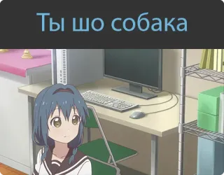 😮 a7cdf08d Ты шо собака อนิเมะ, หมา, นั่ง, คอมพิวเตอร์, สำนักงาน telegram sticker