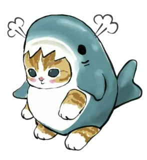 ☺️ 4561a997 gato, tubarão, animal, fofo, desenho animado whatsapp sticker