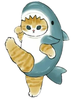 💪 4a3d488d gato, tubarão, animal, fantasia, fofo whatsapp sticker