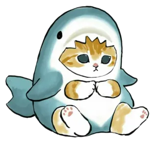 🙁 61542a2d gato, tubarão, animal, fofo, adesivo, desenho animado whatsapp sticker
