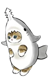 😐 786b294d gato, tubarão, animal, fofo, fantasia, desenho animado whatsapp sticker