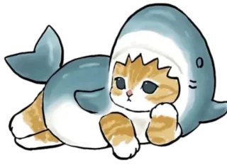 🤔 87033d23 gato, tubarão, fofo, animal, desenho animado whatsapp sticker