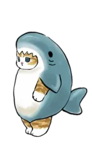 😪 9d845534 gato, tubarão, animal, fofo, desenho animado, adesivo whatsapp sticker