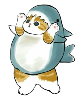 🥳 a60bc20b gato, tubarão, animal, fofo, adesivo whatsapp sticker