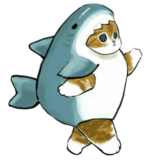 💃 a7c17df3 gato, tubarão, animal, fofo, desenho animado, engraçado, adesivo whatsapp sticker