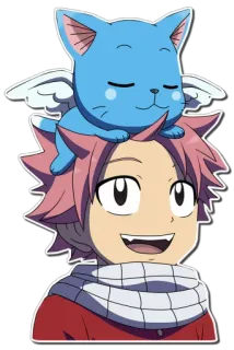 😃 45d9fa0e Natsu Dragneel Fairy Tail anime, fairy tail, natsu, happy, cartoon whatsapp sticker