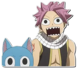😧 621ad4e5 Natsu Dragneel Fairy Tail anime, fairy tail, natsu dragneel, happy, cartoon, funny, shocked whatsapp sticker