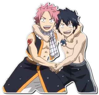 😃 69058b9c Natsu Dragneel Fairy Tail anime, fairy tail, natsu dragneel, gray fullbuster, friendship, characters whatsapp sticker
