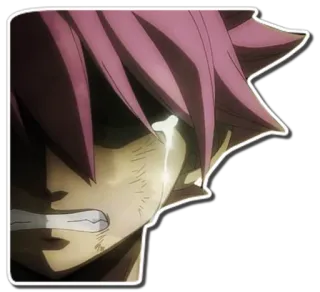 😢 bdca6b62 Natsu Dragneel Fairy Tail anime, crying, sad, Natsu Dragneel, Fairy Tail, cartoon, manga, emotion whatsapp sticker