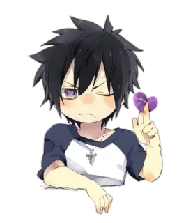💜 55e176de Anime, Dessin animé, Garçon, Cœur, Mignon, Personnage, Violet telegram sticker