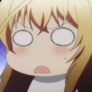 🙀 0eaad7b1 anime, chibi, cartoon, blond hair, surprised face whatsapp sticker