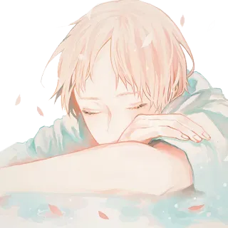 😴 1a9500c9 Anime, Smutny, Śpiący, Rysunek, Grafika, Portret, Ilustracja, Spokojny telegram sticker