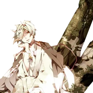 😒 7aef26c9 Anime, Maska, Drzewo, Postać, Białe Włosy, Manga, Japonia telegram sticker