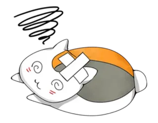 😊 384f5b78 injured, cartoon, animal, bandages, dizzy, cute, cat, exhausted whatsapp sticker