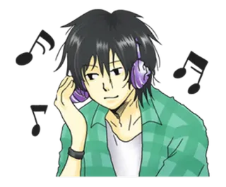 😊 51011231 anime, music, headphones, cartoon, entertainment whatsapp sticker