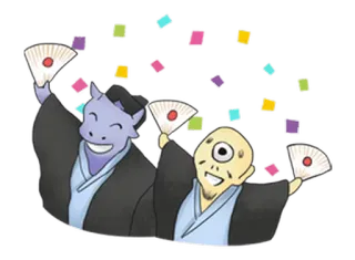 😊 53aeaf1d dancing, celebration, party, Japanese, fan, confetti whatsapp sticker