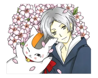 😊 f4c5357e anime, manga, cat, sakura, cherry blossoms, character, illustration whatsapp sticker