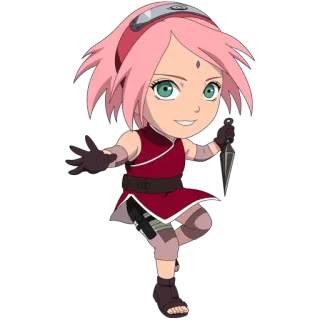 🗡 1bc36e09 Sakura Naruto anime, ninja, sakura haruno, naruto, chibi, kunai telegram sticker