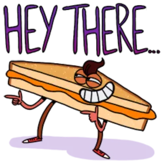 💋 82ed03ae HEY THERE sándwich, dibujos animados, saludo, gracioso, comida whatsapp sticker