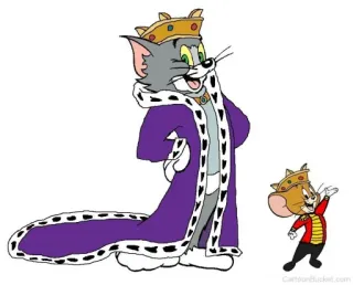 👍 93dbf451 Tom and Jerry tom, jerry, dibujos animados, gato, ratón, rey, corona telegram sticker