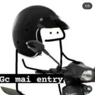 👍 130b765c Gc mai entry motocicletta, casco, omino stilizzato, cartone animato, linguaggio offensivo telegram sticker