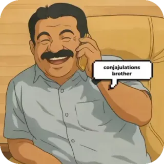 😁 6dd49812 conjajulations brother 남자, 전화, 축하, 형제, 만화, 소통, 밈 telegram sticker