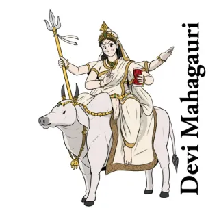 🕉️ 62d0beba Devi Mahagauri Hindouisme, Déesse, Devi, Mahagauri, Religion, Mythologie, Divinité hindoue whatsapp sticker