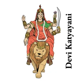 🕉️ a7c8ac4f Devi Katyayani Déesse hindoue, Durga, Katyayani, Épée, Lion, Divinité indienne, Hindouisme, Religieux whatsapp sticker