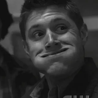 😐 3ecfc561 Dean Winchester Supernatural Dean Winchester, Supernatural, śmieszna mina, czarno-białe, wyraz twarzy, serial whatsapp sticker