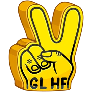 ✌ a6ddc222 GL HF frieden, hand, viel glück, viel spaß, sport, schaumstofffinger telegram sticker