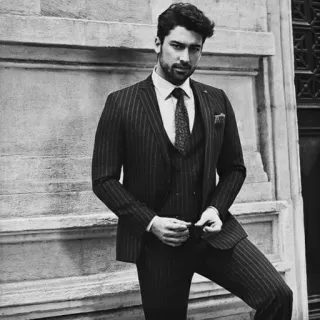 ✖️ 6e3cdc3c ผู้ชาย, สูท, ทางการ, ลายทาง, เนคไท, แฟชั่น, ภาพเหมือน whatsapp sticker