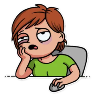 😣 2c03737f уставший, измотанный, сонный, скучающий, расстроенный, мультик, женщина telegram sticker