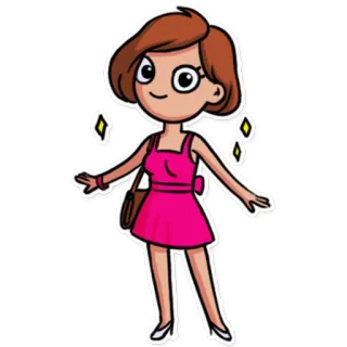 😍 bd1bbf47 женщина, девушка, мультфильм, розовое платье, милая, женский, персонаж, иллюстрация telegram sticker