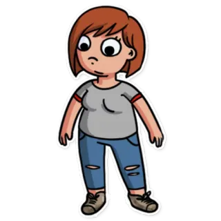 😨 e10b94d7 мультфильм, женщина, девушка, джинсы, кэжуал, рисунок, стикер, женский telegram sticker