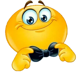 🎀 27ae0590 이모지, 행복, 미소, 나비 넥타이, 만화, 노란색, 귀여운 telegram sticker