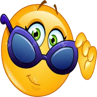 😎 71b860e4 이모티콘, 선글라스, 얼굴, 미소, 노란색, 만화 telegram sticker
