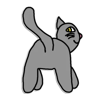 😜 6e971958 chat, dessin animé, animal, gris, clin d'oeil, queue telegram sticker