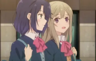 💉 6742faed anime, girls, school uniform, friendship telegram sticker