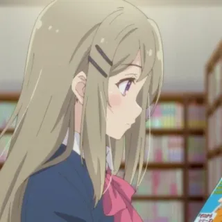 💉 6b85a76c anime girl, school uniform, library, cute, reading telegram sticker