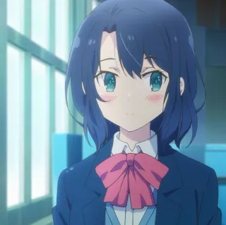 💉 9fe6fbc3 anime, girl, school uniform, cute, blue hair telegram sticker