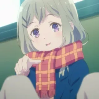 💉 f6bd7fe0 anime girl, scarf, cute, cartoon, anime, pointing telegram sticker