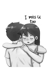 🥺 6b31a7da I miss U too คิดถึง, กอด, รัก, ความสัมพันธ์, เศร้า, คู่ telegram sticker